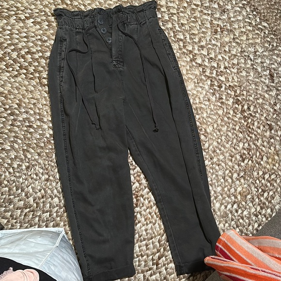Free People Pants - Free people Small grey washed paper bag  pants button fly